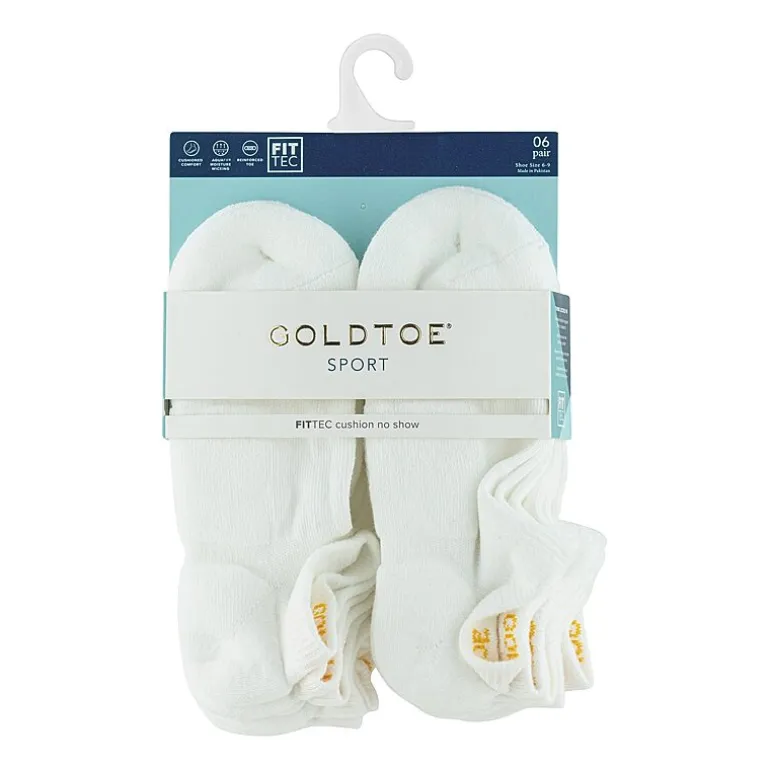 Gold Toe Sport Cushion Womens Multi-Pack 6 Pair No Show Socks