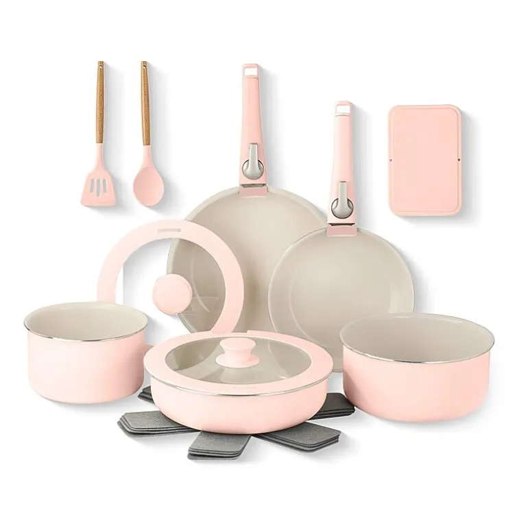 Gotham Steel Ceramic 18-pc. Non-Stick Cookware Set with Detachable Handles