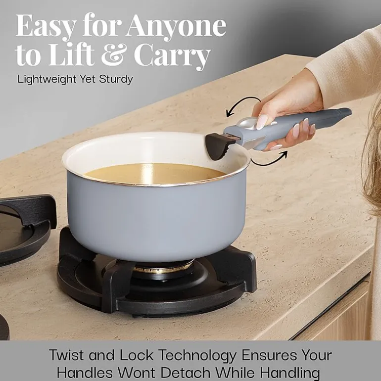 Gotham Steel Ceramic 18-pc. Non-Stick Cookware Set with Detachable Handles