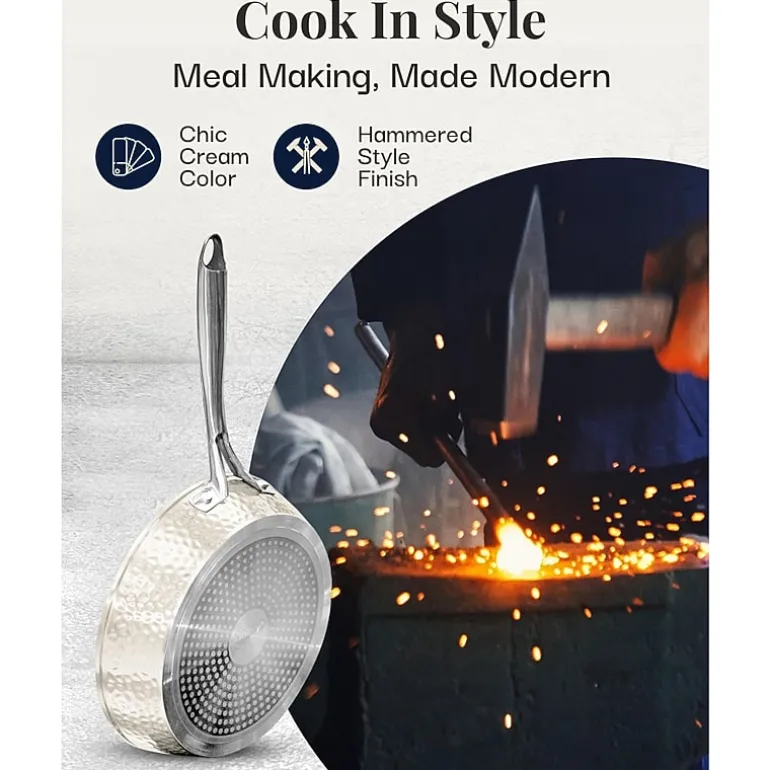 Gotham Steel Hammered Cream 15-pc. Non-Stick Ceramic Cookware and Bakeware Set