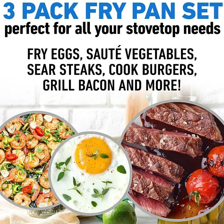 Granitestone 3-pc. Nonstick Fry Pan Set With Rubber Grip Handles