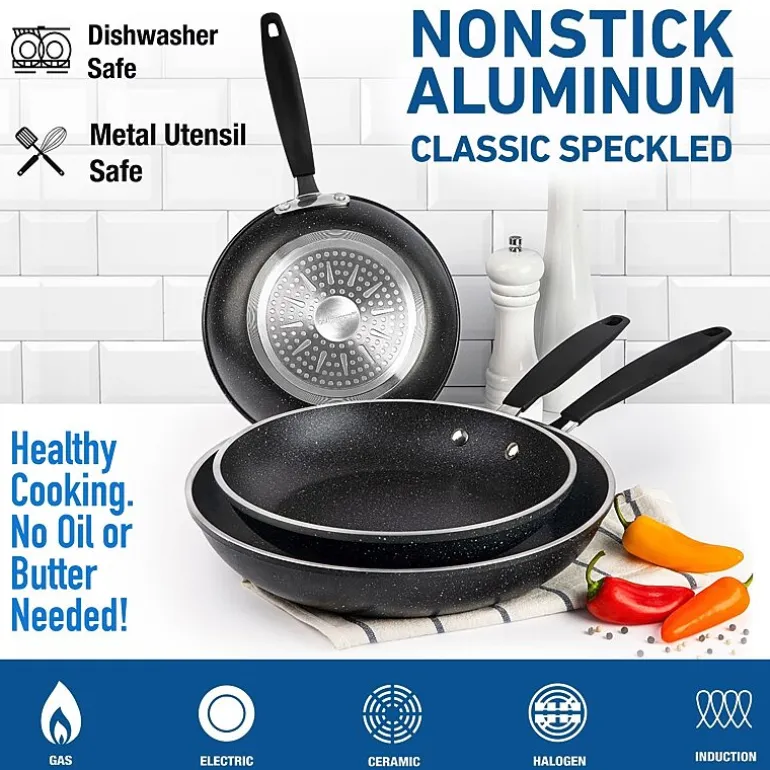 Granitestone 3-pc. Nonstick Fry Pan Set With Rubber Grip Handles