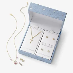 Gratitude & Grace Girls Pink Cubic Zirconia 14K Gold Over Brass Butterfly 3-pc. Jewelry Set