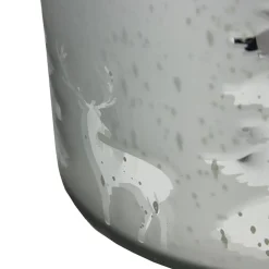 9.5'' Gray and Silver Tree Silhouette Mercury Glass Christmas Pillar Candle Holder