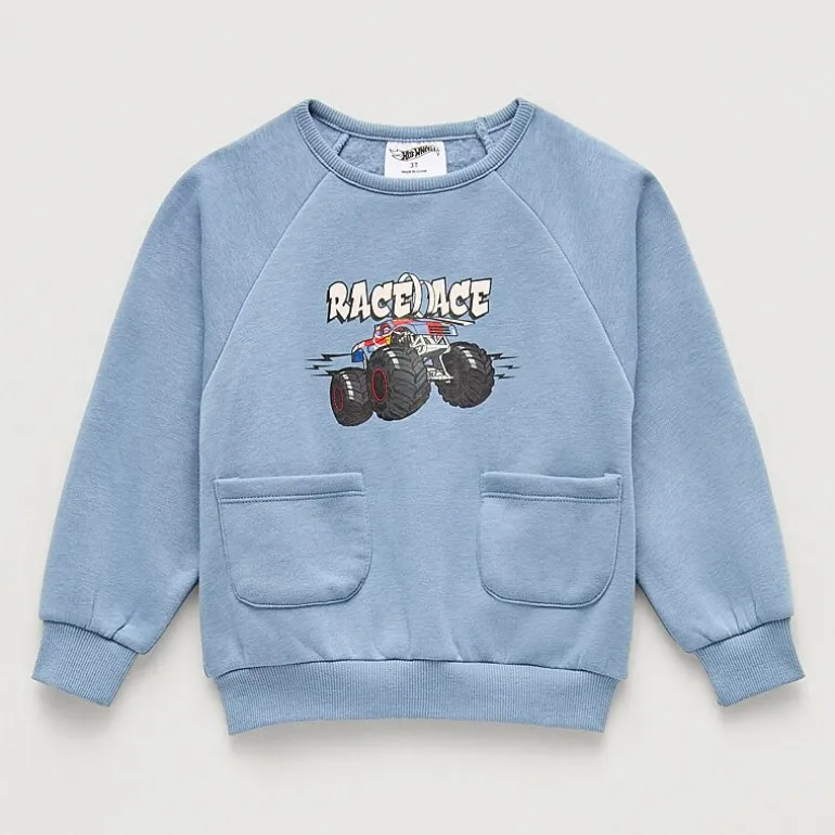 Grayson Little Toddler Boys Crew Neck Long Sleeve Hot Wheels Sweatshirt