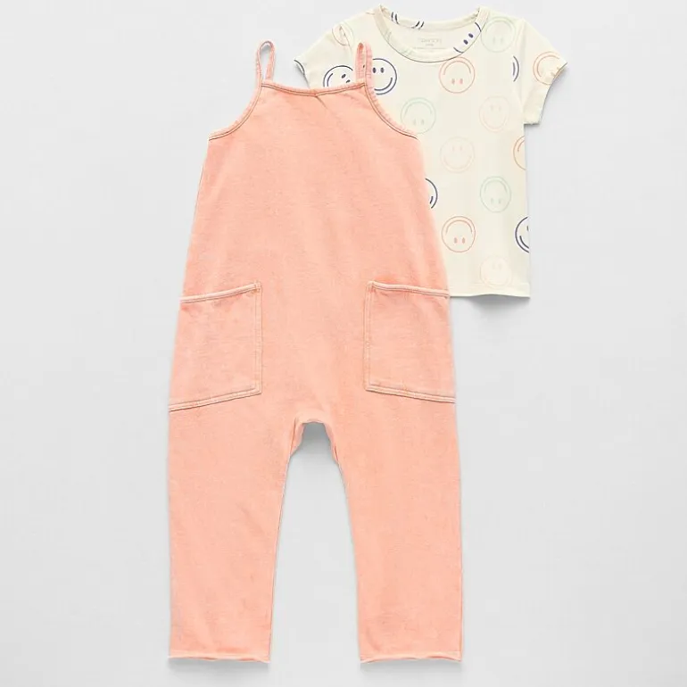 Grayson Little Toddler Girls Crew Neck Short Sleeve Romper Set