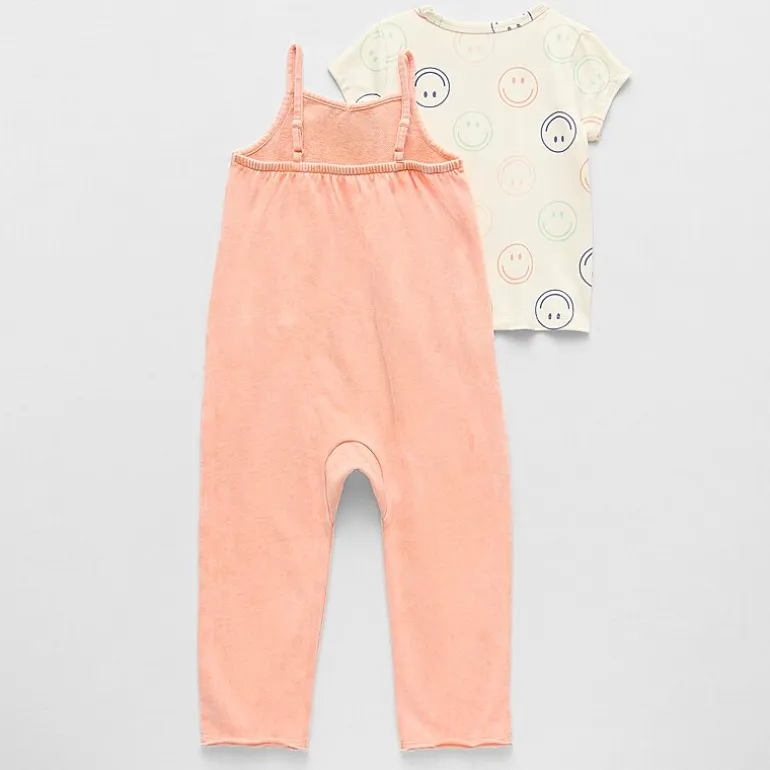 Grayson Little Toddler Girls Crew Neck Short Sleeve Romper Set