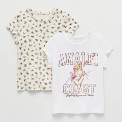 Grayson Little Toddler Girls Crew Neck Short Sleeve Relaxed Fit 2 Pack Graphic T-Shirt