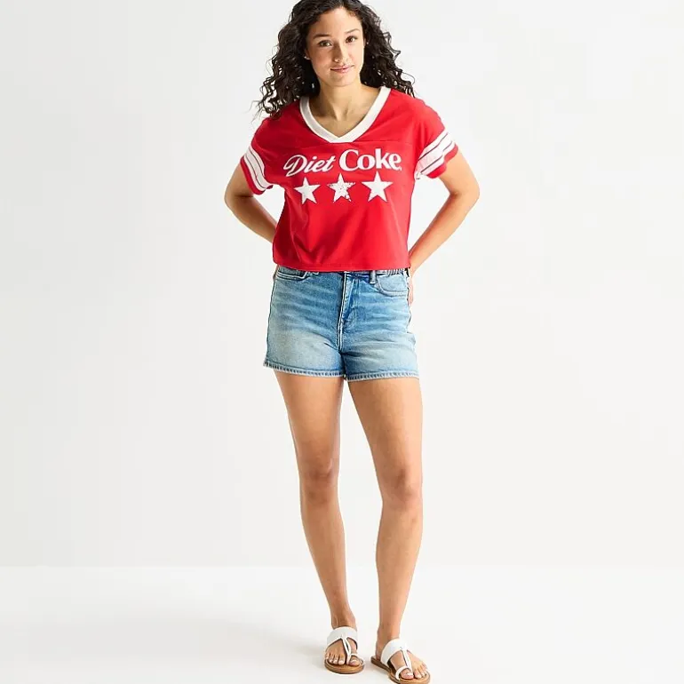 Grayson Threads, The Label Diet Coke Cropped Womens Juniors Crew Neck Short Sleeve Jersey