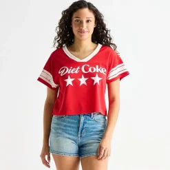 Grayson Threads, The Label Diet Coke Cropped Womens Juniors Crew Neck Short Sleeve Jersey