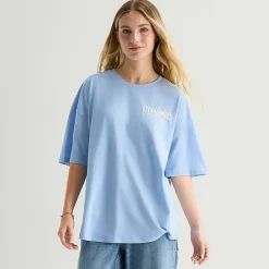 Grayson Threads, The Label Womens Juniors Crew Neck Short Sleeve Oversized Cinnamoroll Graphic T-Shirt