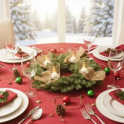 Green and Brown Pine Artificial Christmas Wreath with Candle Holder - 21-Inch  Unlit