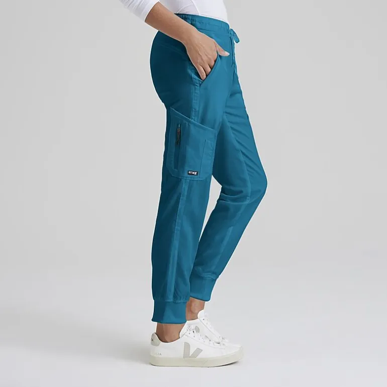 Grey's Anatomy™ by Barco Classic Grp534 Kira 5-Pocket Mid-Rise Jogger Womens Petite Moisture Wicking Scrub Pant