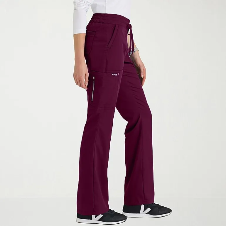 Grey's Anatomy™ by Barco Classic Grp735 Erin 5-Pocket Mid-Rise Fit & Flare Leg Womens Petite Stretch Fabric Moisture Wicking Scrub Pant