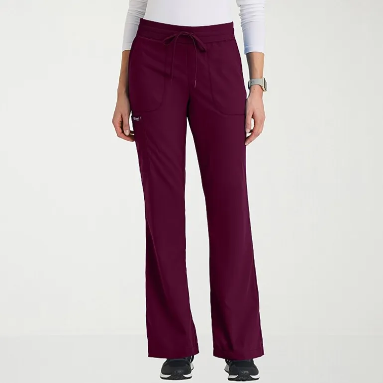 Grey's Anatomy™ by Barco Classic Grp735 Erin 5-Pocket Mid-Rise Fit & Flare Leg Womens Petite Stretch Fabric Moisture Wicking Scrub Pant
