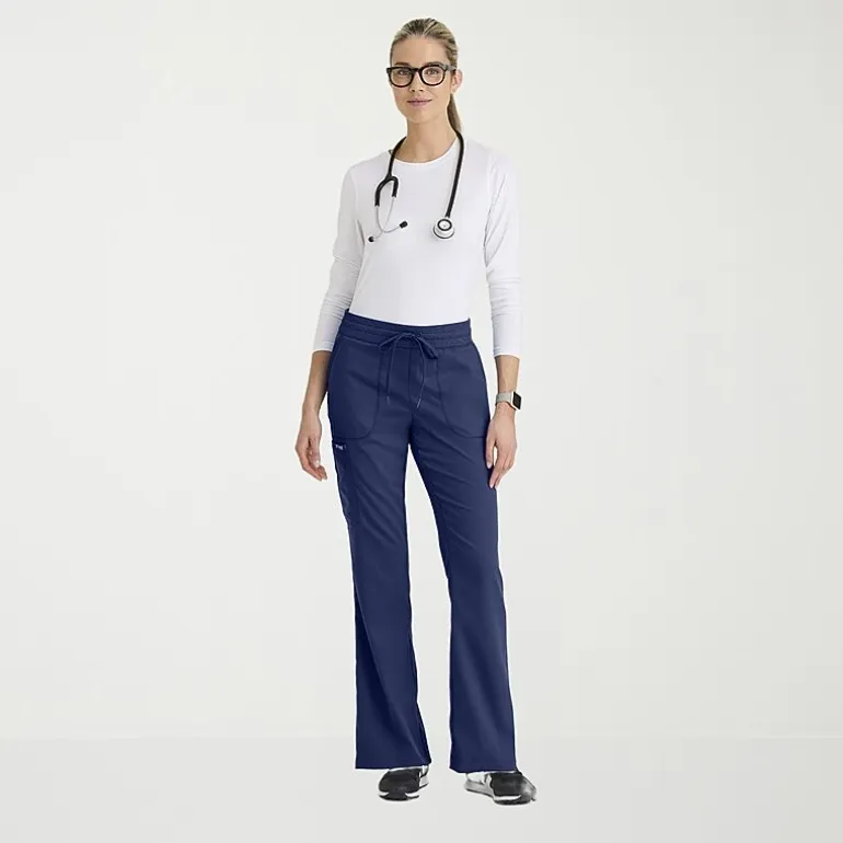 Grey's Anatomy™ by Barco Classic Grp735 Erin 5-Pocket Mid-Rise Fit & Flare Leg Womens Petite Stretch Fabric Moisture Wicking Scrub Pant