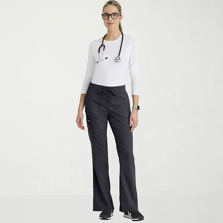 Grey's Anatomy™ by Barco Classic Grp735 Erin 5-Pocket Mid-Rise Fit & Flare Leg Womens Petite Stretch Fabric Moisture Wicking Scrub Pant