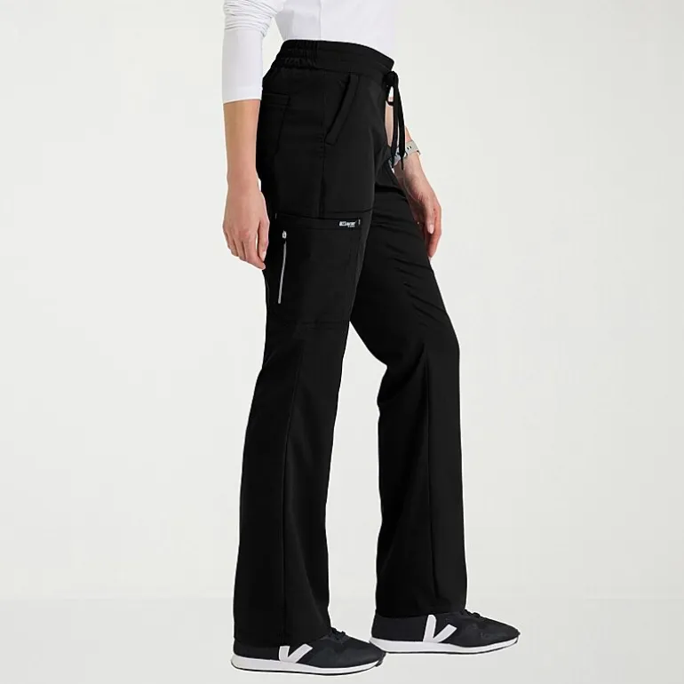 Grey's Anatomy™ by Barco Classic Grp735 Erin 5-Pocket Mid-Rise Fit & Flare Leg Womens Petite Stretch Fabric Moisture Wicking Scrub Pant
