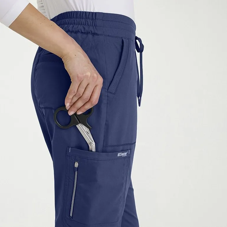 Grey's Anatomy™ by Barco Classic Grp735 Erin 5-Pocket Mid-Rise Fit & Flare Leg Womens Petite Stretch Fabric Moisture Wicking Scrub Pant