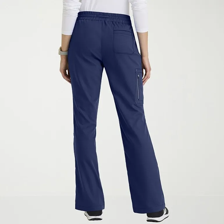 Grey's Anatomy™ by Barco Classic Grp735 Erin 5-Pocket Mid-Rise Fit & Flare Leg Womens Petite Stretch Fabric Moisture Wicking Scrub Pant