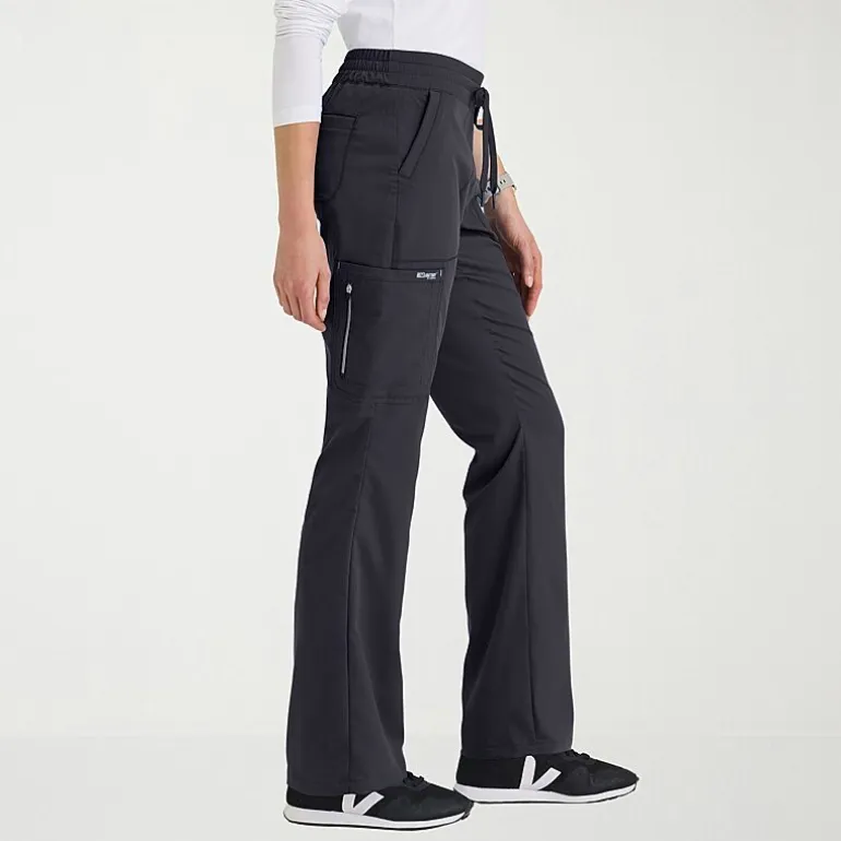 Grey's Anatomy™ by Barco Classic Grp735 Erin 5-Pocket Mid-Rise Fit & Flare Leg Womens Petite Stretch Fabric Moisture Wicking Scrub Pant