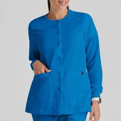 Grey's Anatomy™ by Barco Classic 4450 Jamie 4-Pocket Crewneck Snap-Front Womens Tag Free Scrub Jackets