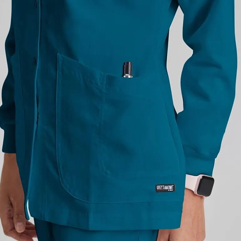 Grey's Anatomy™ by Barco Classic 4450 Jamie 4-Pocket Crewneck Snap-Front Womens Tag Free Scrub Jackets