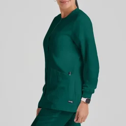 Grey's Anatomy™ by Barco Classic 4450 Jamie 4-Pocket Crewneck Snap-Front Womens Tag Free Scrub Jackets