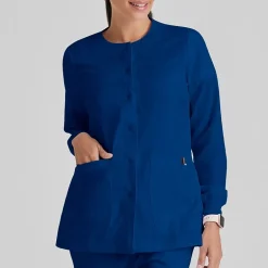 Grey's Anatomy™ by Barco Classic 4450 Jamie 4-Pocket Crewneck Snap-Front Womens Tag Free Scrub Jackets