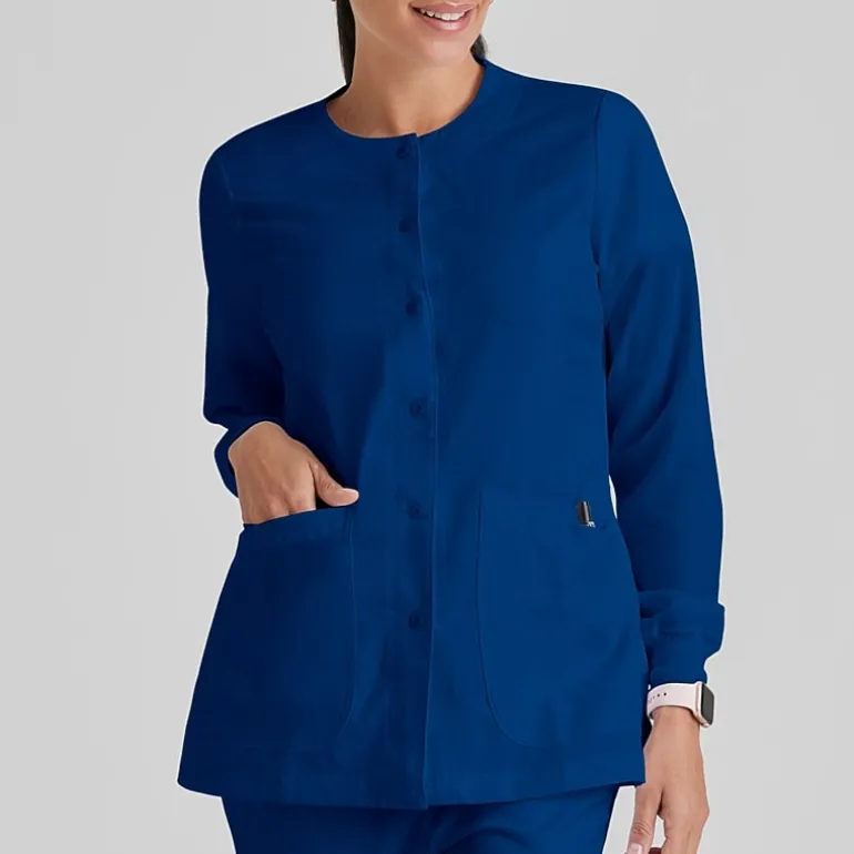 Grey's Anatomy™ by Barco Classic 4450 Jamie 4-Pocket Crewneck Snap-Front Womens Tag Free Scrub Jackets