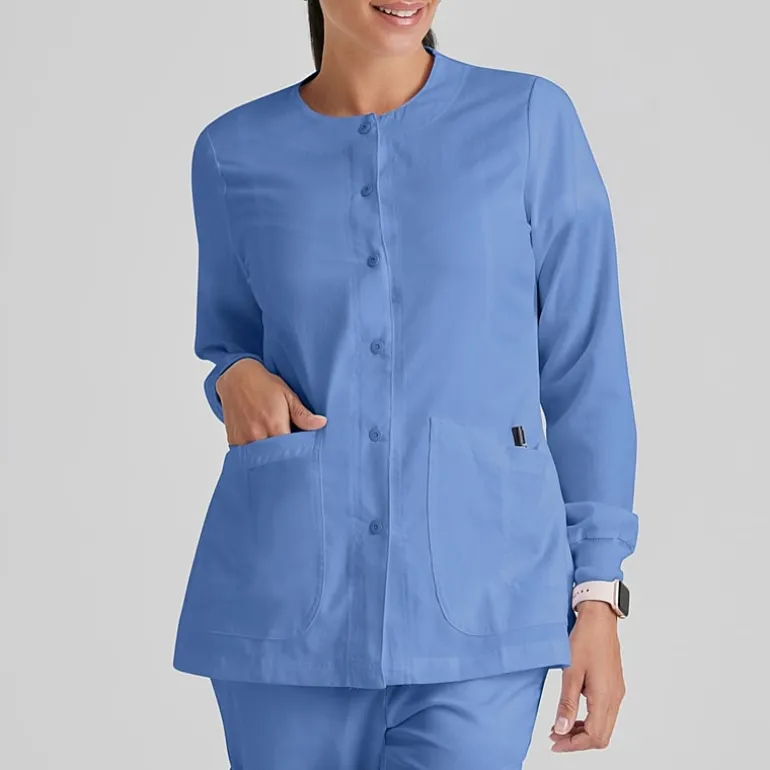 Grey's Anatomy™ by Barco Classic 4450 Jamie 4-Pocket Crewneck Snap-Front Womens Tag Free Scrub Jackets