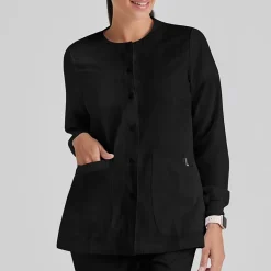 Grey's Anatomy™ by Barco Classic 4450 Jamie 4-Pocket Crewneck Snap-Front Womens Plus Tall Tag Free Scrub Jackets
