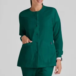 Grey's Anatomy™ by Barco Classic 4450 Jamie 4-Pocket Crewneck Snap-Front Womens Plus Tall Tag Free Scrub Jackets