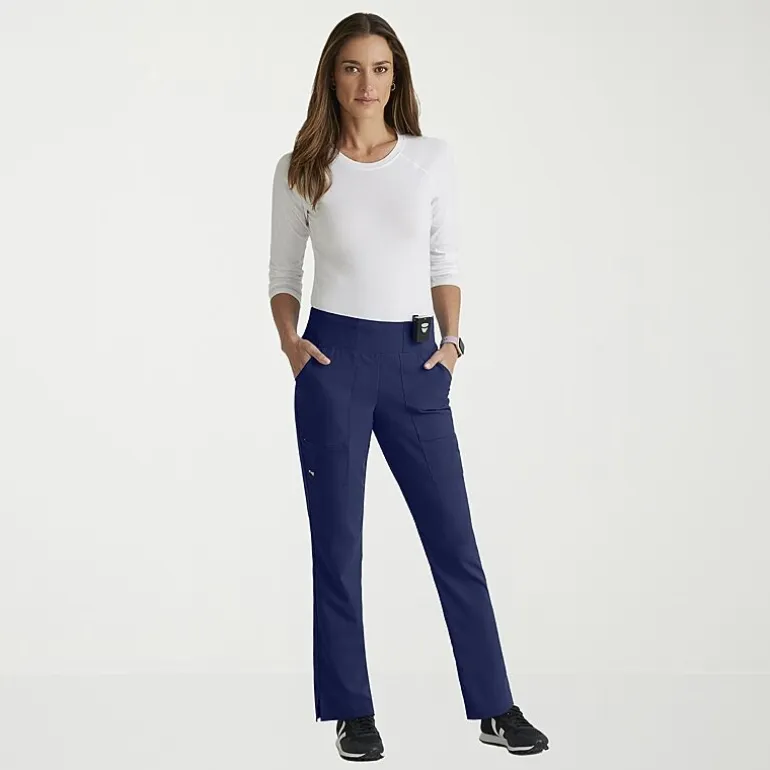 Grey's Anatomy™ by Barco Spandex Stretch Direct Grsp633 Relay 5-Pocket Mid-Rise Straight Leg Womens Petite Stretch Fabric Moisture Wicking Wrinkle Resistant Scrub Pant