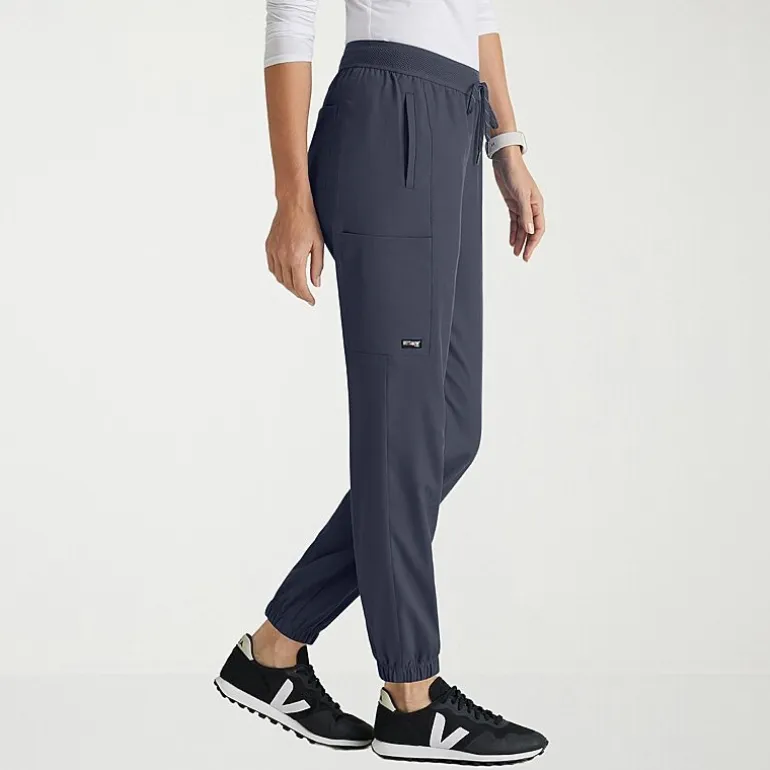 Grey's Anatomy™ by Barco Spandex Stretch Direct Grsp632 Dash 5-Pocket Mid-Rise Jogger Womens Plus Tall Stretch Fabric Moisture Wicking Wrinkle Resistant Scrub Pant