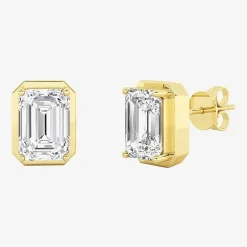 Grown Gorgeous (F,Vs2) 2 1/4 CT. T.W. Lab-Grown Diamond 14K Gold 8.8mm Emerald-cut Stud Earrings