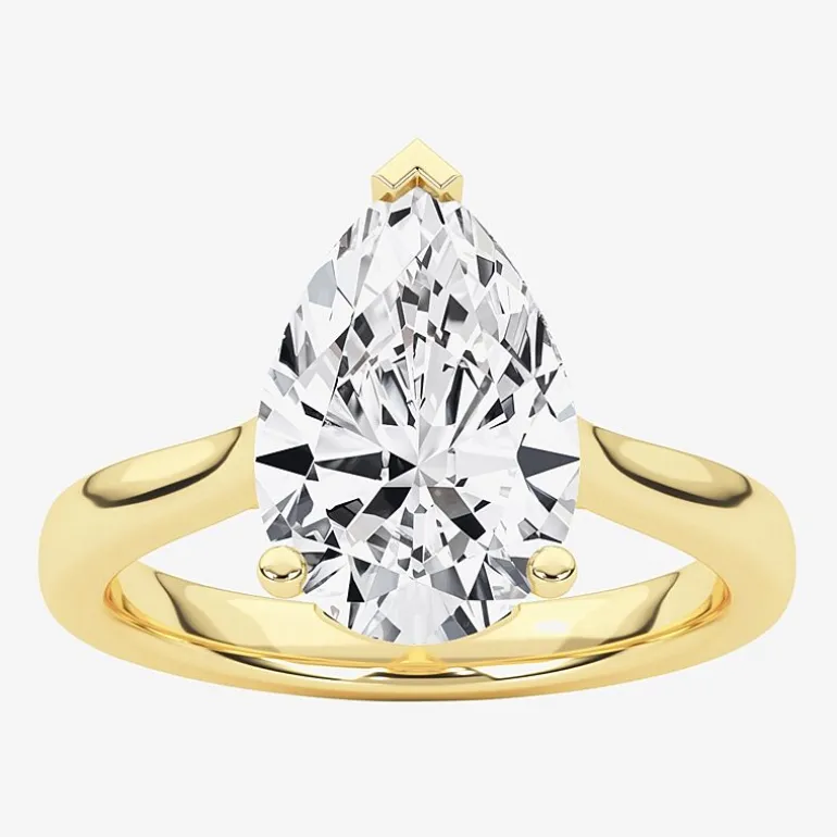 Grown Gorgeous (F, Vs2) Womens 2 1/4 CT. Lab Grown White Diamond 14K Gold Pear Solitaire Engagement Ring