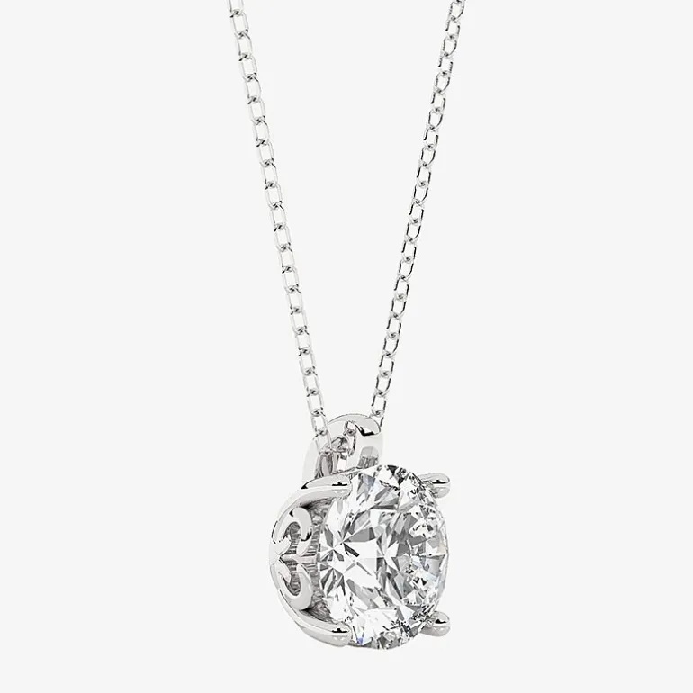 Grown Gorgeous (F, Vs2) Womens 2 1/4 CT. T.W. Lab-Grown Diamond 14K Gold or Platinum Round 18 Inch Pendant Necklace