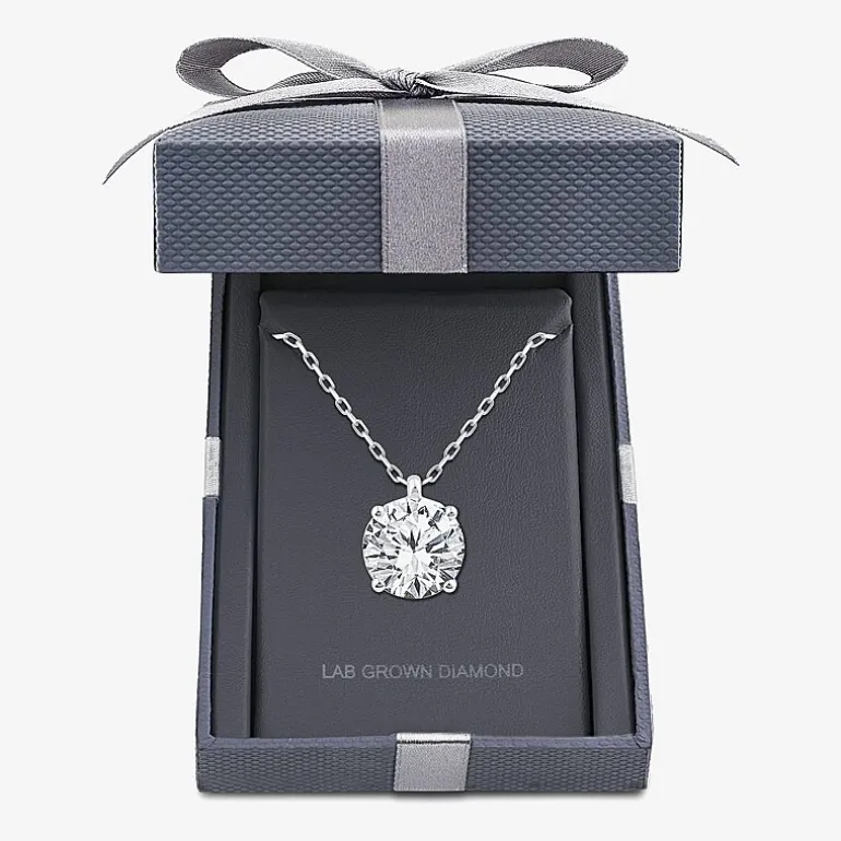 Grown Gorgeous (F, Vs2) Womens 2 1/4 CT. T.W. Lab-Grown Diamond 14K Gold or Platinum Round 18 Inch Pendant Necklace