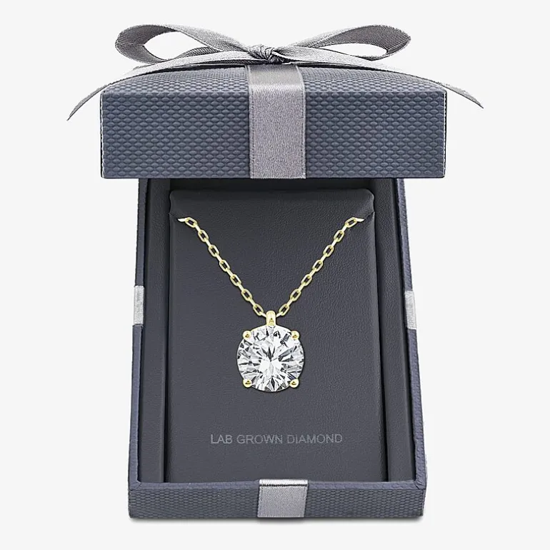 Grown Gorgeous (F, Vs2) Womens 2 1/4 CT. T.W. Lab-Grown Diamond 14K Gold or Platinum Round 18 Inch Pendant Necklace