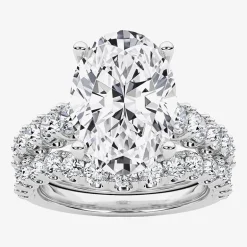 Grown Gorgeous (F / Vs2) Womens 5 1/3 Ct. T.W. Lab Grown White Diamond 14K Gold Oval Side Stone Bridal Set