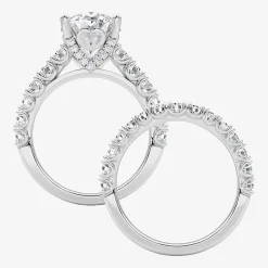 Grown Gorgeous (F / Vs2) Womens 5 1/3 Ct. T.W. Lab Grown White Diamond 14K Gold Oval Side Stone Bridal Set