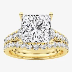 Grown Gorgeous (F, Vs2) Womens 3 5/8 Ct. T.W. Lab Grown White Diamond 14K Gold or Platinum Princess-cut Side Stone Bridal Set