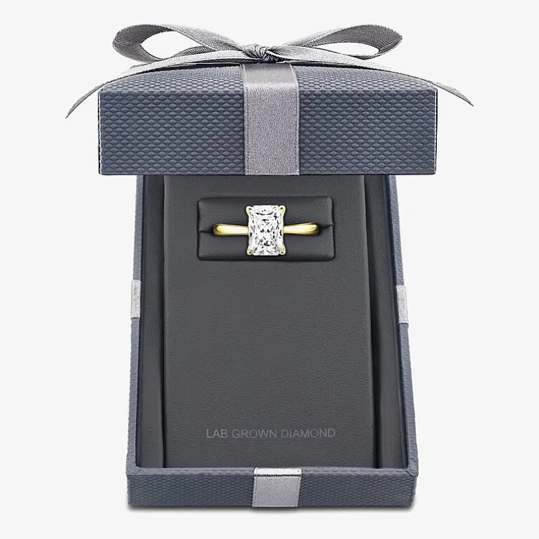 Grown Gorgeous (F, Vs2) Womens 2 1/4 CT. T.W. Lab Grown White Diamond 14K Gold or Platinum Radiant-cut Solitaire Engagement Ring