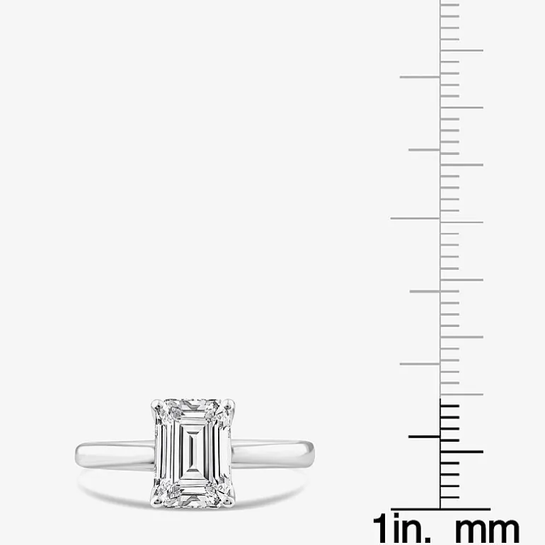 Grown Gorgeous (F, Vs2) Womens 2 1/4 CT. T.W. Lab Grown White Diamond 14K Gold or Platinum Emerald-cut Solitaire Engagement Ring