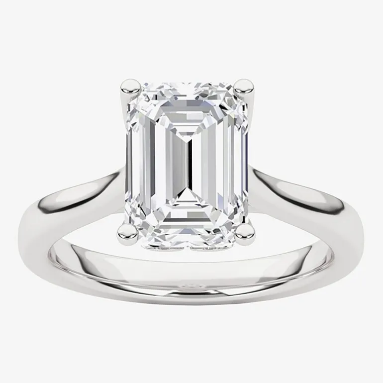 Grown Gorgeous (F, Vs2) Womens 2 1/4 CT. T.W. Lab Grown White Diamond 14K Gold or Platinum Emerald-cut Solitaire Engagement Ring