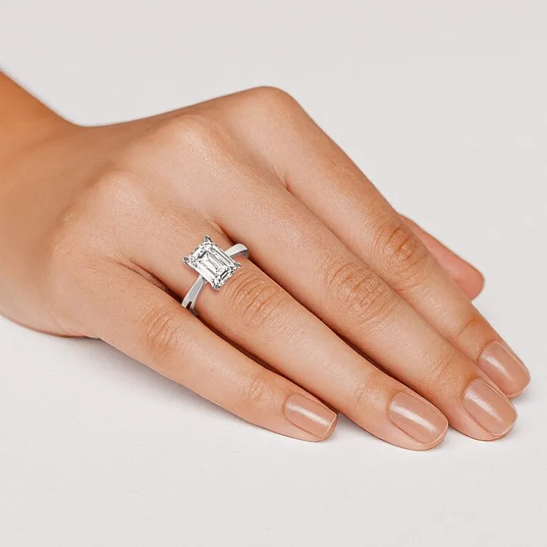 Grown Gorgeous (F, Vs2) Womens 2 1/4 CT. T.W. Lab Grown White Diamond 14K Gold or Platinum Emerald-cut Solitaire Engagement Ring