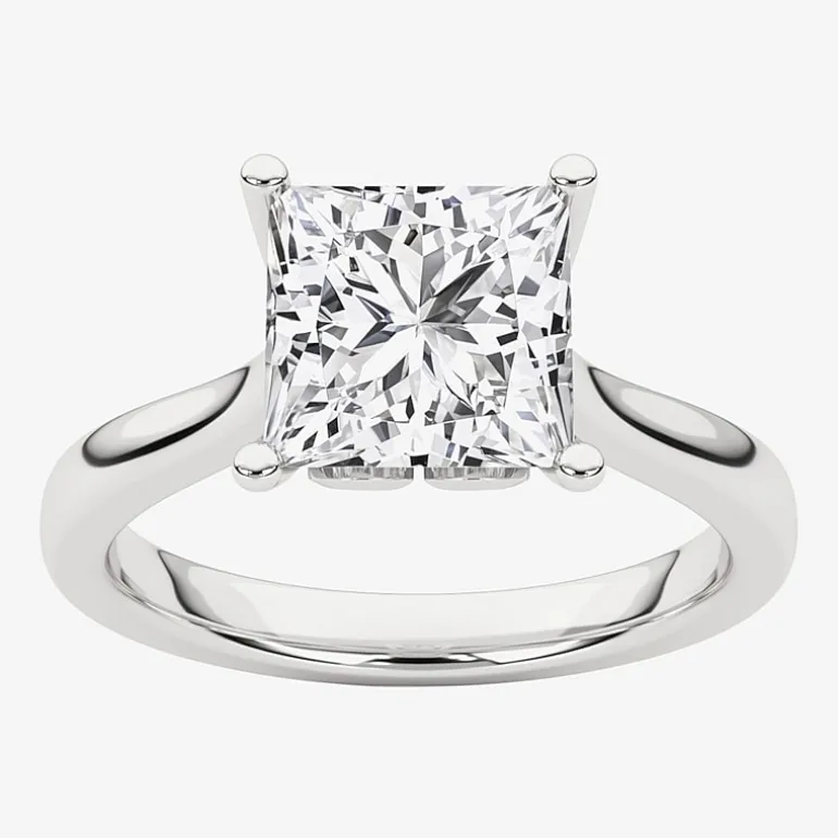 Grown Gorgeous (F, Vs2) Womens 2 1/4 CT. T.W. Lab Grown White Diamond 14K Gold or Platinum Princess-cut Solitaire Engagement Ring