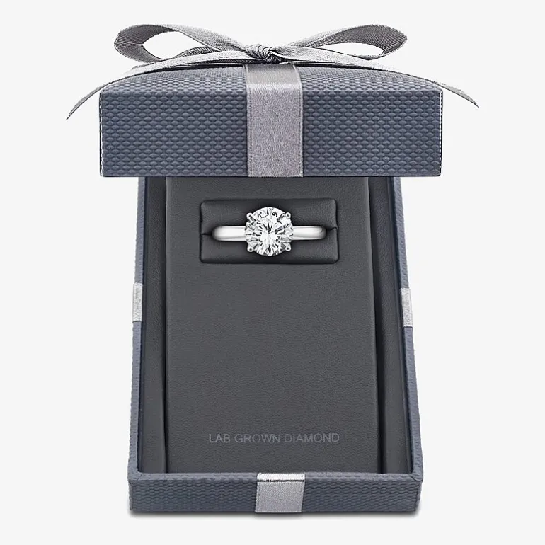 Grown Gorgeous (F,Vs2) Womens 2 1/4 CT. T.W. Lab Grown White Diamond 14K Gold or Platinum Round Solitaire Engagement Ring