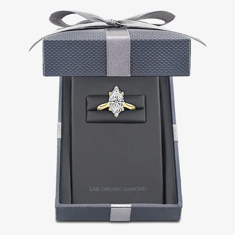 Grown Gorgeous (F / Vs2) Womens 2 1/4 CT. T.W. Lab Grown White Diamond 14K Gold Marquise Solitaire Engagement Ring